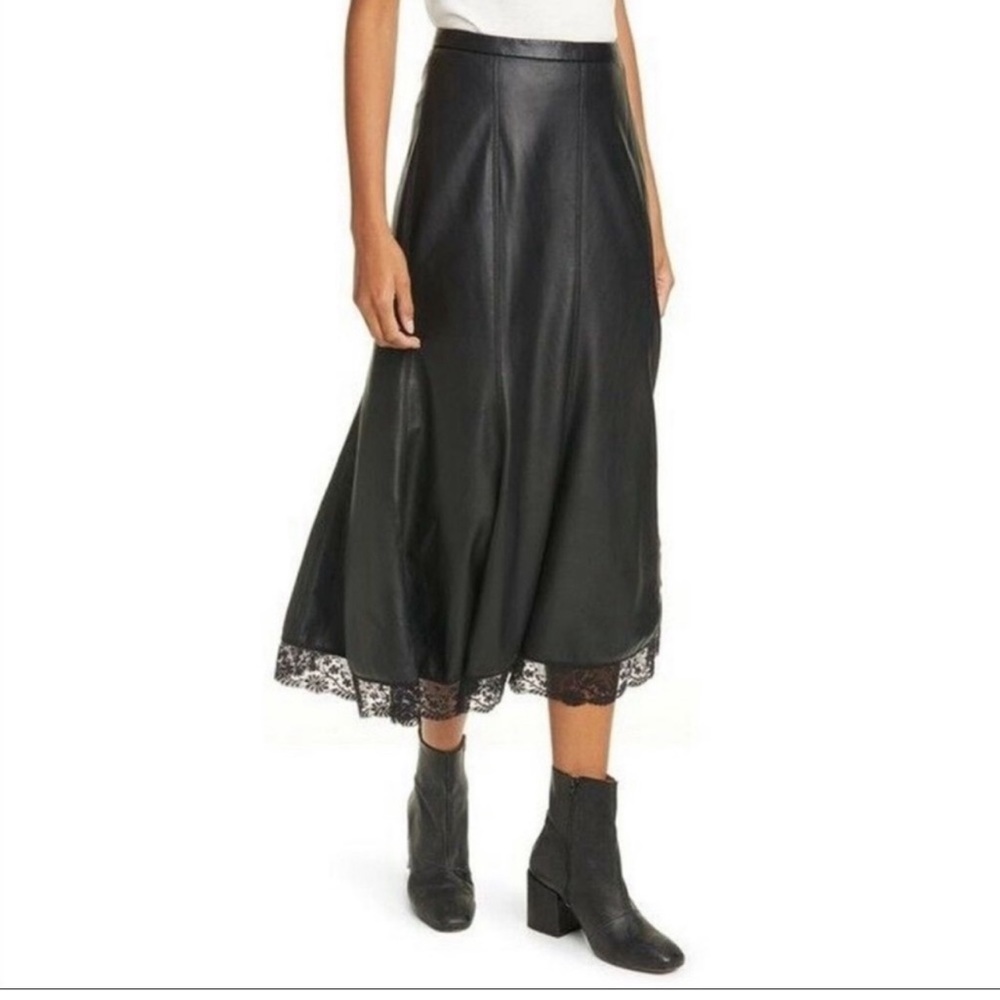free people faux leather midi skirt